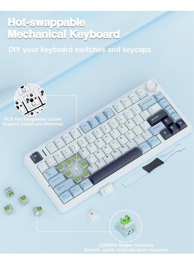 AULA F75 wireless Mechanical Keyboard,Gamer keyboard Customized Hot-Swap 75% Layout,OEM Profile Gasket Structure,TTC Crescent Axis - Image 3